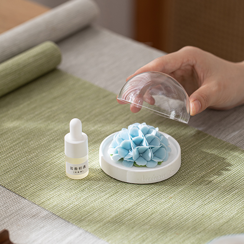 苏氏陶瓷(SUSHI CERAMICS)羊脂玉瓷手绘兰花盖碗香薰手捏花扩香器小套组