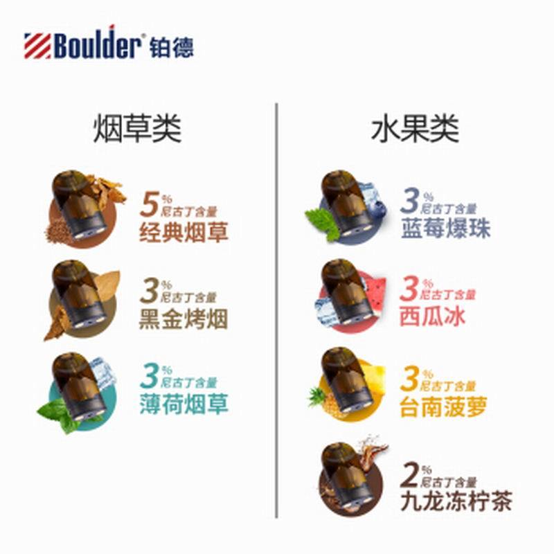 Boulder铂德 电子烟烟弹琥珀Plus 九龙冻柠茶(2颗装)