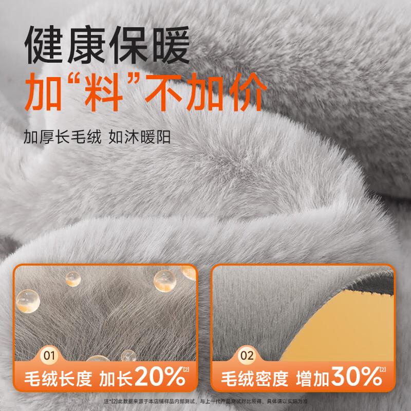 南极人充电 加厚仿兔绒咖色皮标款可拆洗热水袋 S11157高清大图