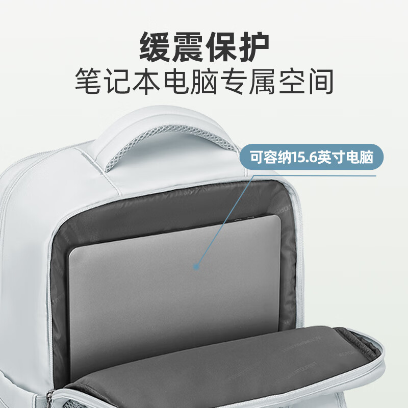 维多利亚旅行者短途旅行登山出差电脑包双肩包USB充电背包7051浅蓝色高清大图