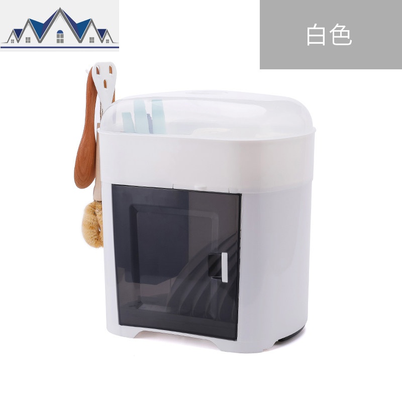 厨房碗架碗筷收纳盒放碗碟沥水收纳架二层带盖家用置物架塑料碗柜 三维工匠高清大图