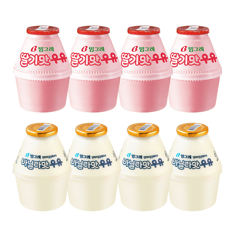 宾格瑞 草莓味香草味牛奶饮料组合装238ml*8(每周四发货)