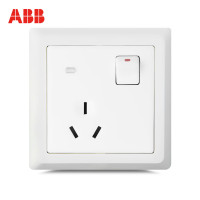ABB开关插座 德逸雅白 一开三孔带开关16A带LED灯面板AE236