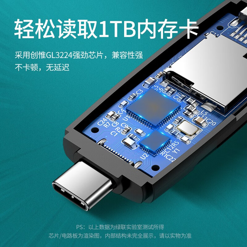 绿联 CM304 SD+TF二合一3.0读卡器支持TF/SD单反相机行车记录仪3.0双卡单读40296(5个装)高清大图