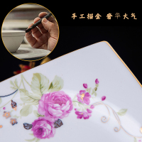 富昱景 60头景德镇骨瓷盘子碗碟餐具套装国产陶瓷家用中韩式 刁金花之恋