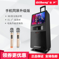 Qisheng/奇声广场舞音响移动便携式蓝牙显示屏大功率户外拉杆音箱门店宣传视频机带话筒号角音箱LX-L35