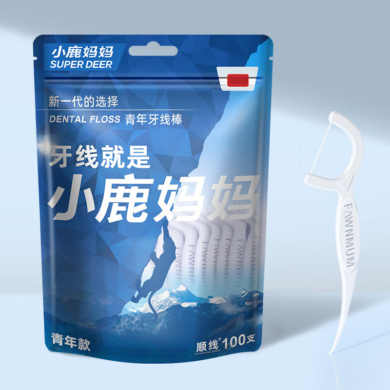 小鹿妈妈牙线棒 小鹿 青年款100支 立式袋*6袋