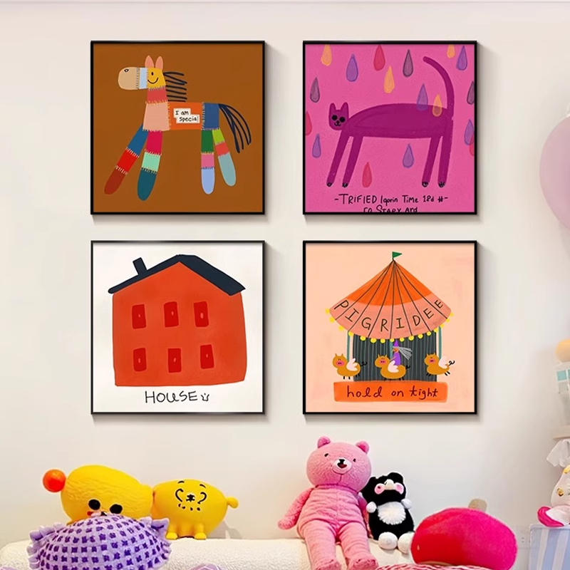 茹洋 儿童房多巴胺色彩挂画卧室房间 个高清大图