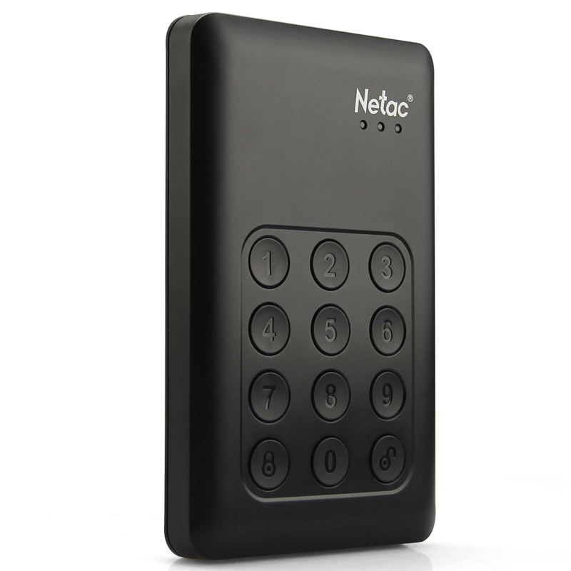 朗科(Netac)K390 1TB USB3.0移动硬盘 安全系列 2.5英寸 按键硬件加密 黑色 (单位:个)