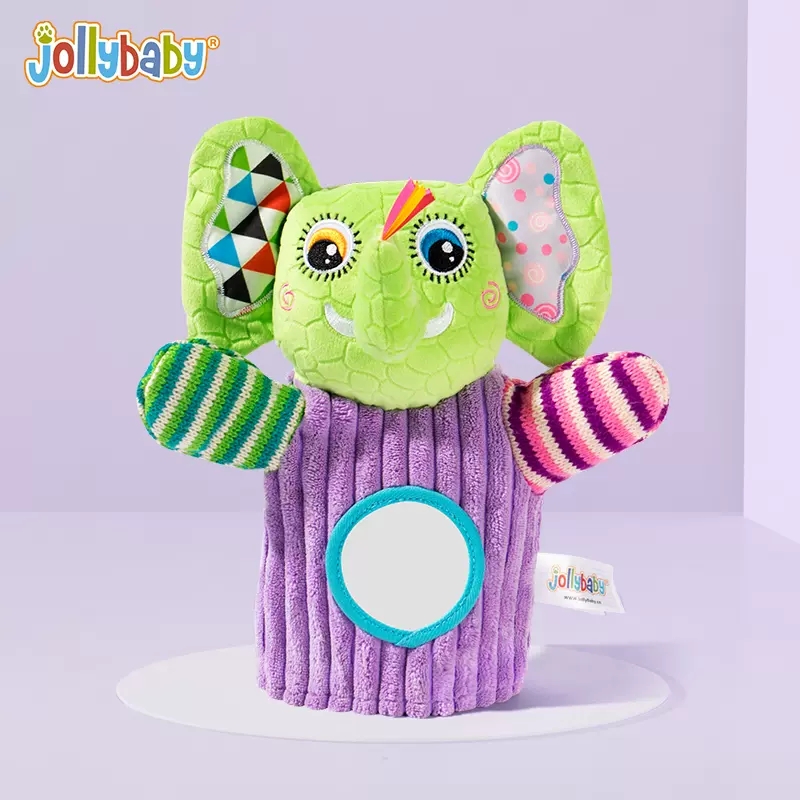 jollybaby 安抚玩偶婴儿可啃咬安抚巾公仔宝宝可入口睡眠手偶1663 JB手偶-大象（抽条）