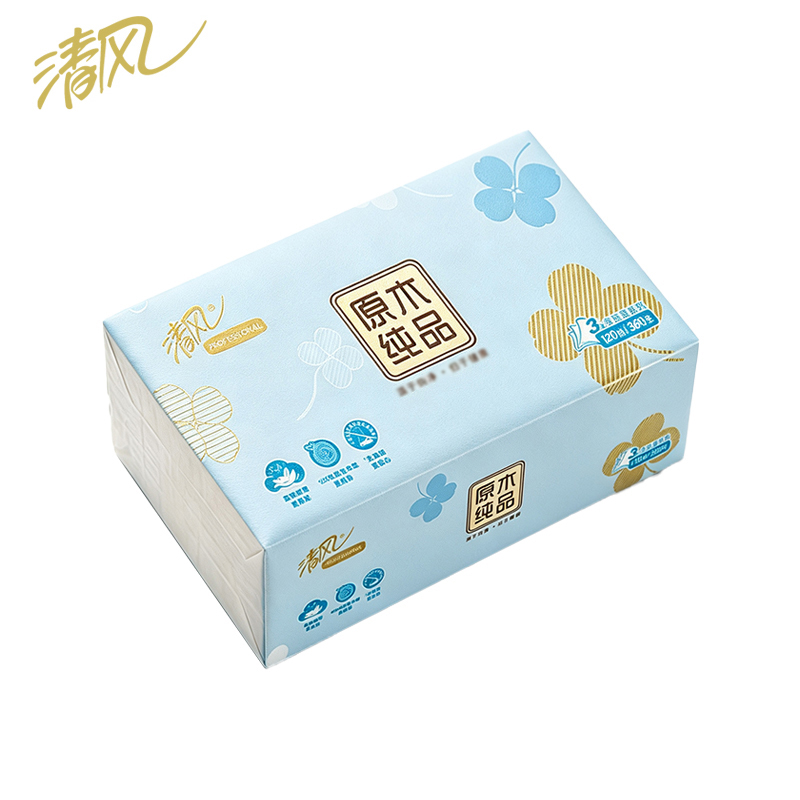 清风 AR33MGW 幸运草系列 3层120抽/包 3包/提 抽取式面巾纸(计价单位:提)高清大图