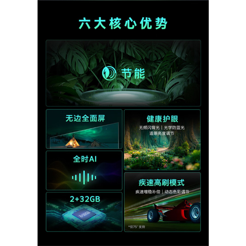TENDZONE 创维电视75H5D 75英寸 4K超高清 2+32G电视机(单位:台)
