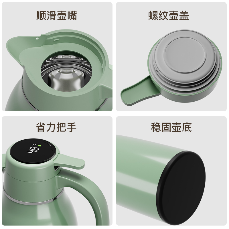 梦创2L保温水壶家用保温壶大容量暖水壶办公室玻璃内胆保温热水壶