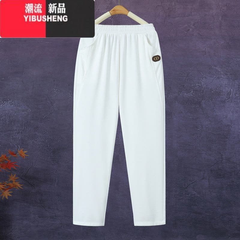YIBUSHENG妈妈裤子季薄款中老年宽松大码休闲裤中年女直筒裤棉九分裤图片