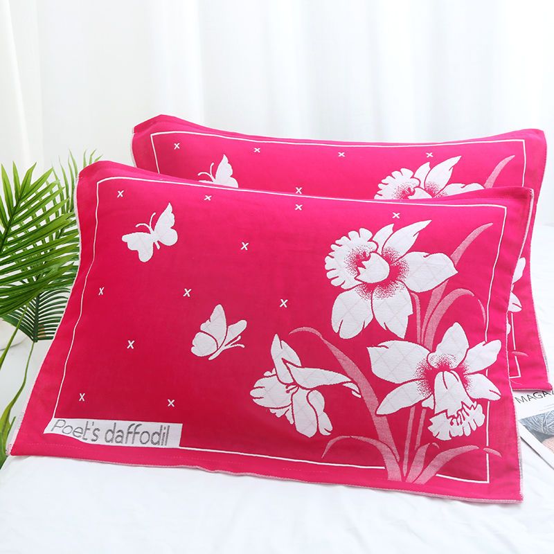 枕巾纯棉一对装成人三层纱布加大加厚枕头巾柔软吸汗高档