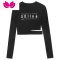 七斓设计感辣妹风长袖T恤女装早秋2023新款镂空露腰短款修身ins上衣潮