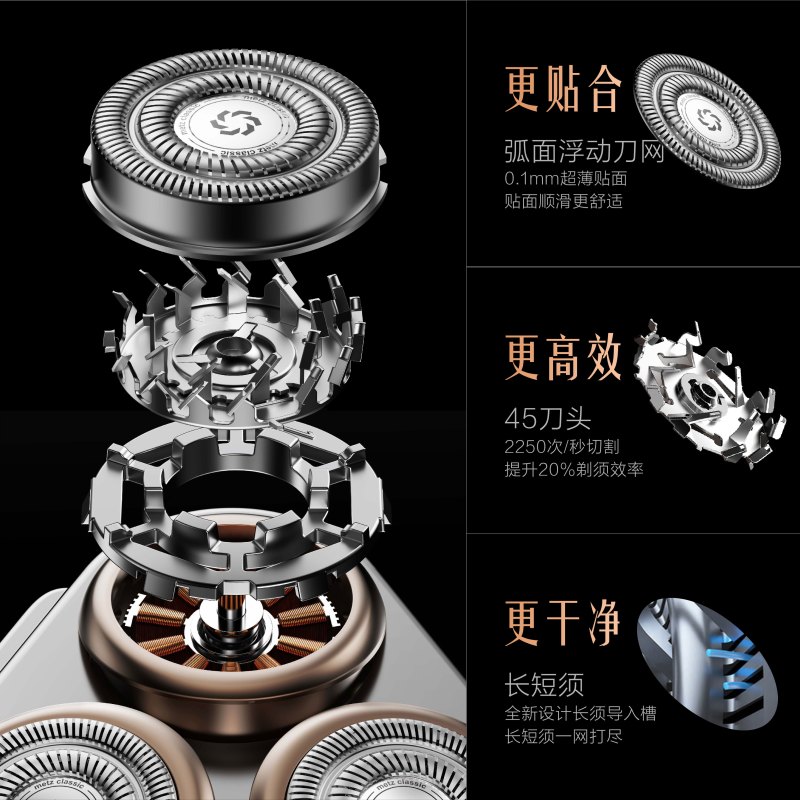 创维(Skyworth)美兹刀锋电动剃须刀高端男士3头全身水洗强动力