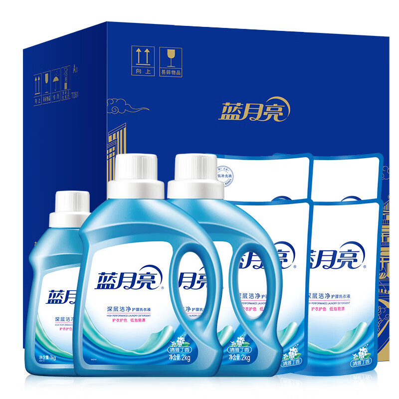 蓝月亮 清雅丁香深层洁净洗衣液(2kg*2+1kg+500g袋*4)