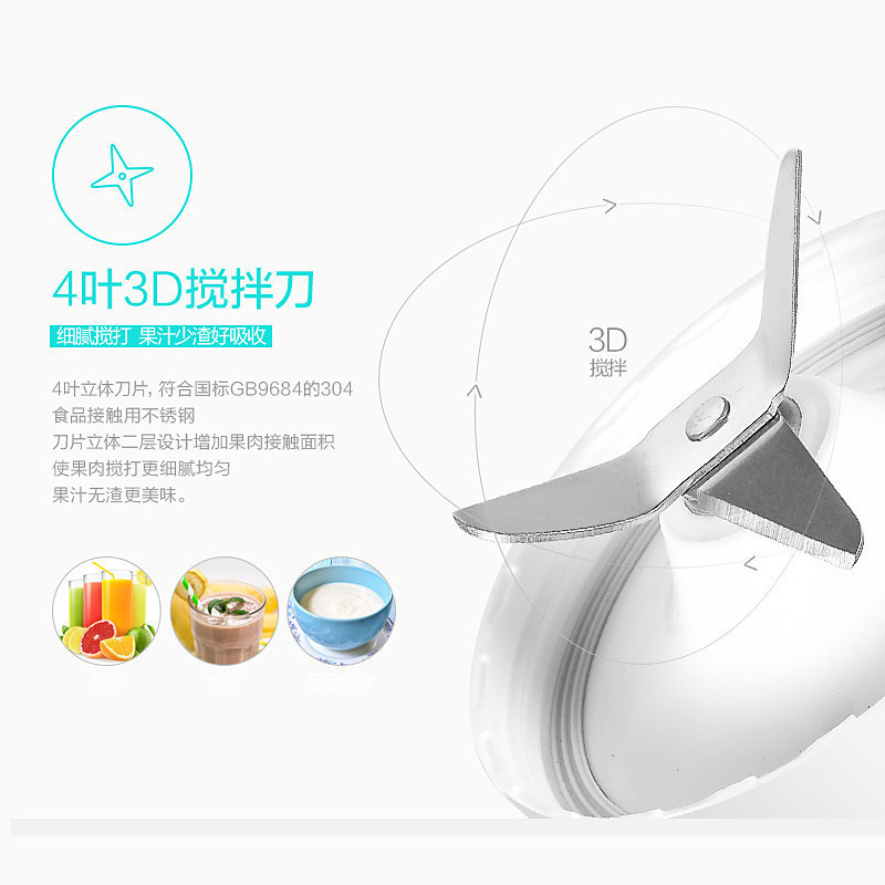 美的(Midea)榨汁机 WBL2531H 三合一全铜电机 家用多功能 料理机 果汁机 薄荷色