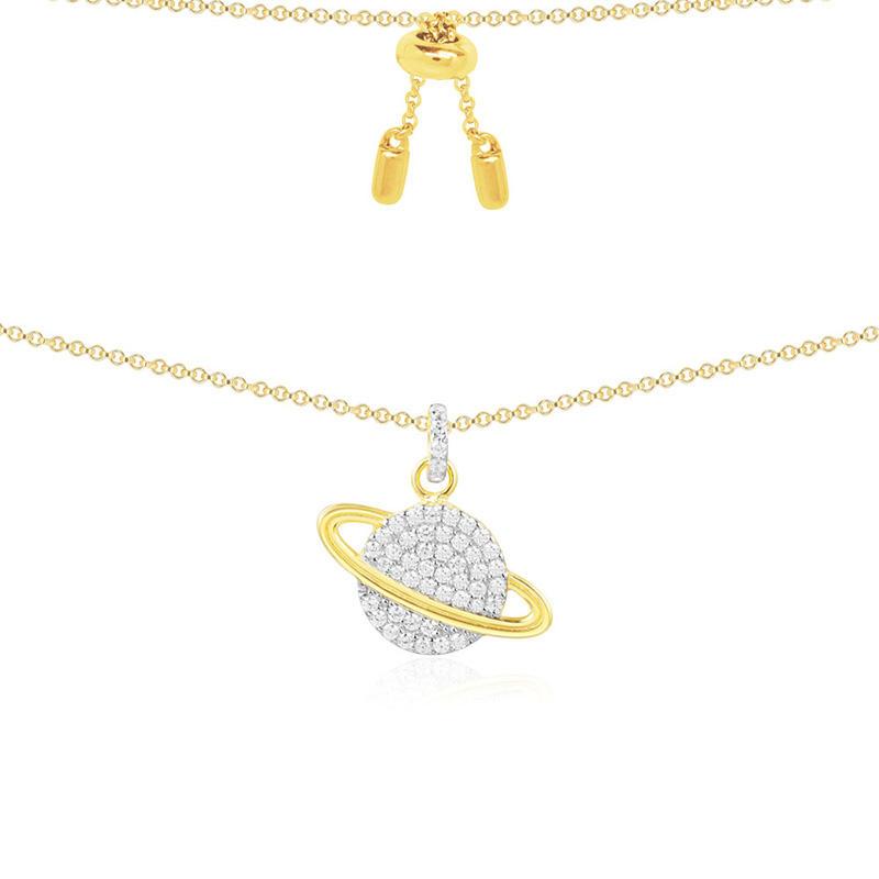 原装进口apmmonaco黄金色星球项链女毛衣链925银ac3917oxy