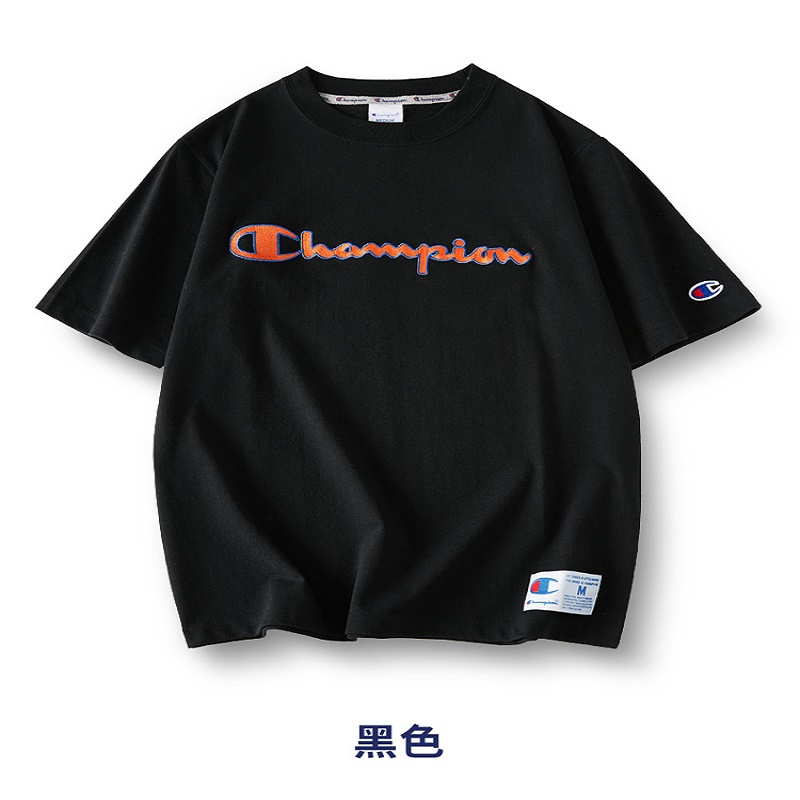 champion冠军男女春夏款草写印花情侣款t恤