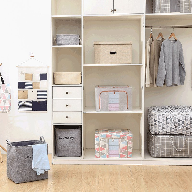 衣服收纳箱布艺整理箱衣物大号折叠衣柜收纳盒棉家用麻储物箱三维工匠