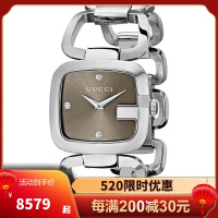 Gucci 古驰手表女士32mm蓝宝石镶钻手镯式钢带石英表女表 YA125401