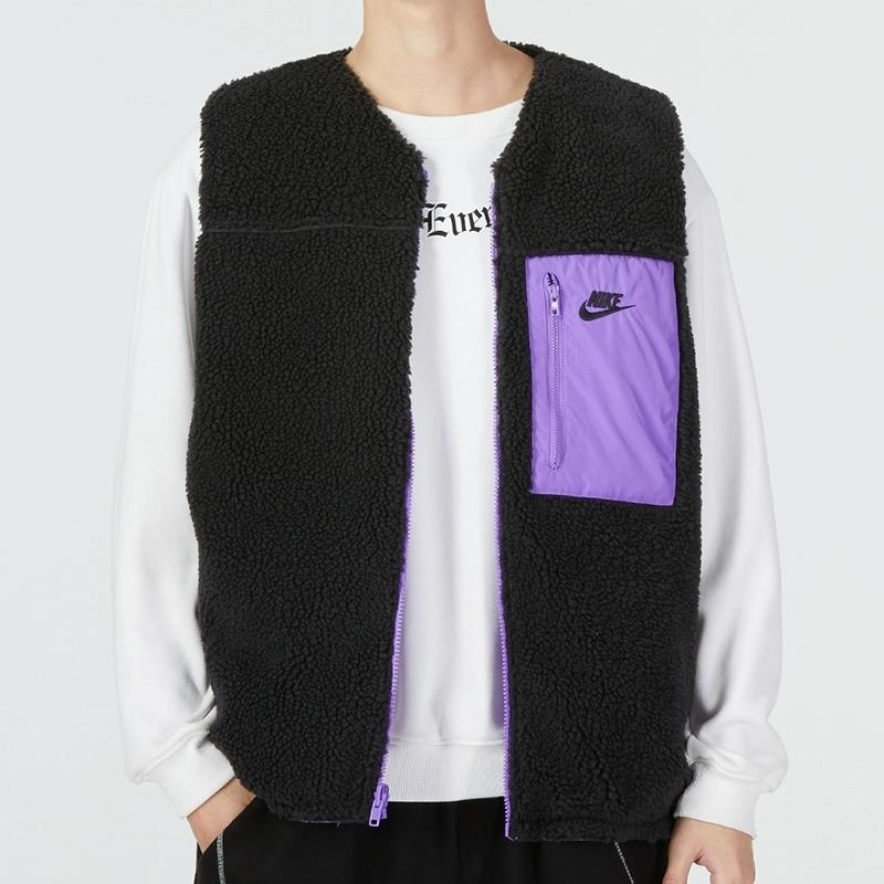 Nike/耐克马甲运动休闲保暖双面穿V领男装背心DQ4879-010 D