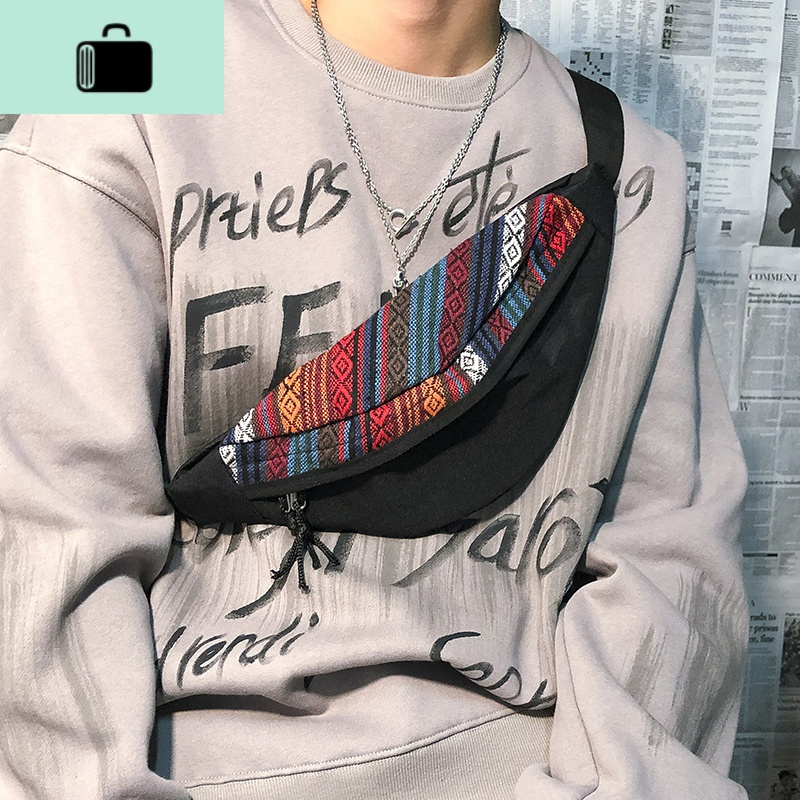 腰包男潮牌街头嘻哈帆布胸包男士欧美单肩斜挎包个性韩版小背包包NEW LAKE腰包男