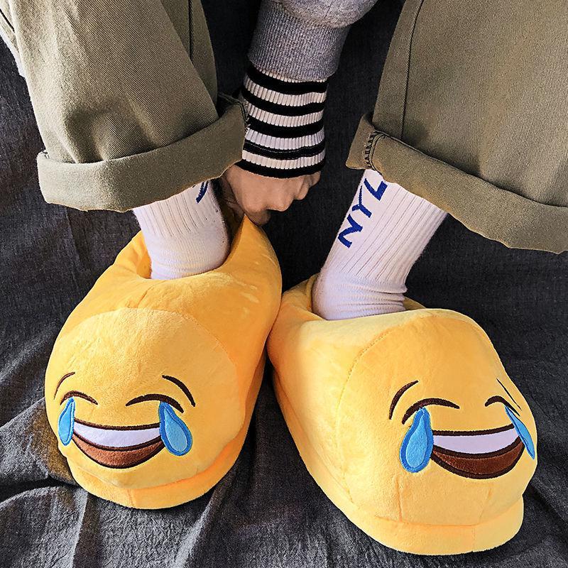 大便便家居棉拖鞋男搞笑表情保暖情侣毛毛鞋防滑卧室内卡通棉鞋女威珺