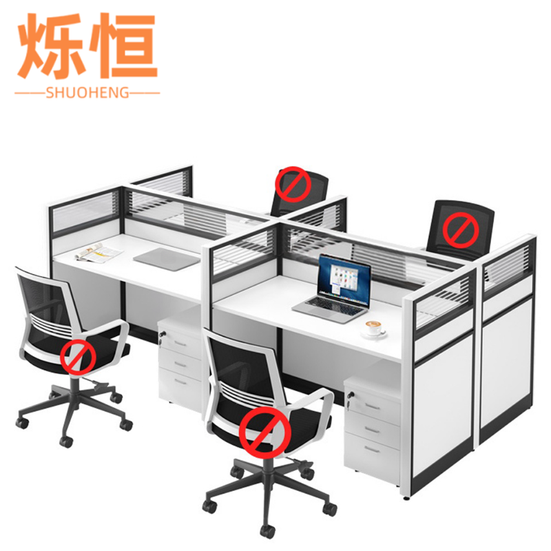 烁恒 屏风工位四人位+柜 套高清大图