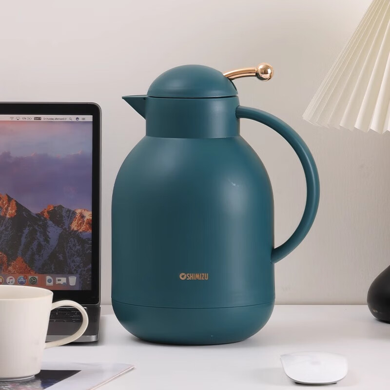 清水家用保温水壶新款热水瓶暖壶玻璃内胆开水瓶保温壶 1.5L 暗夜绿 SM-1282-150