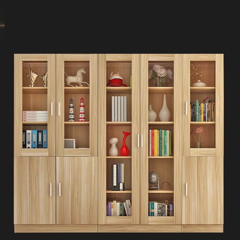 书柜书架组合简约现代客厅带柜子玻璃闪电客书橱经济型多功能储物柜报