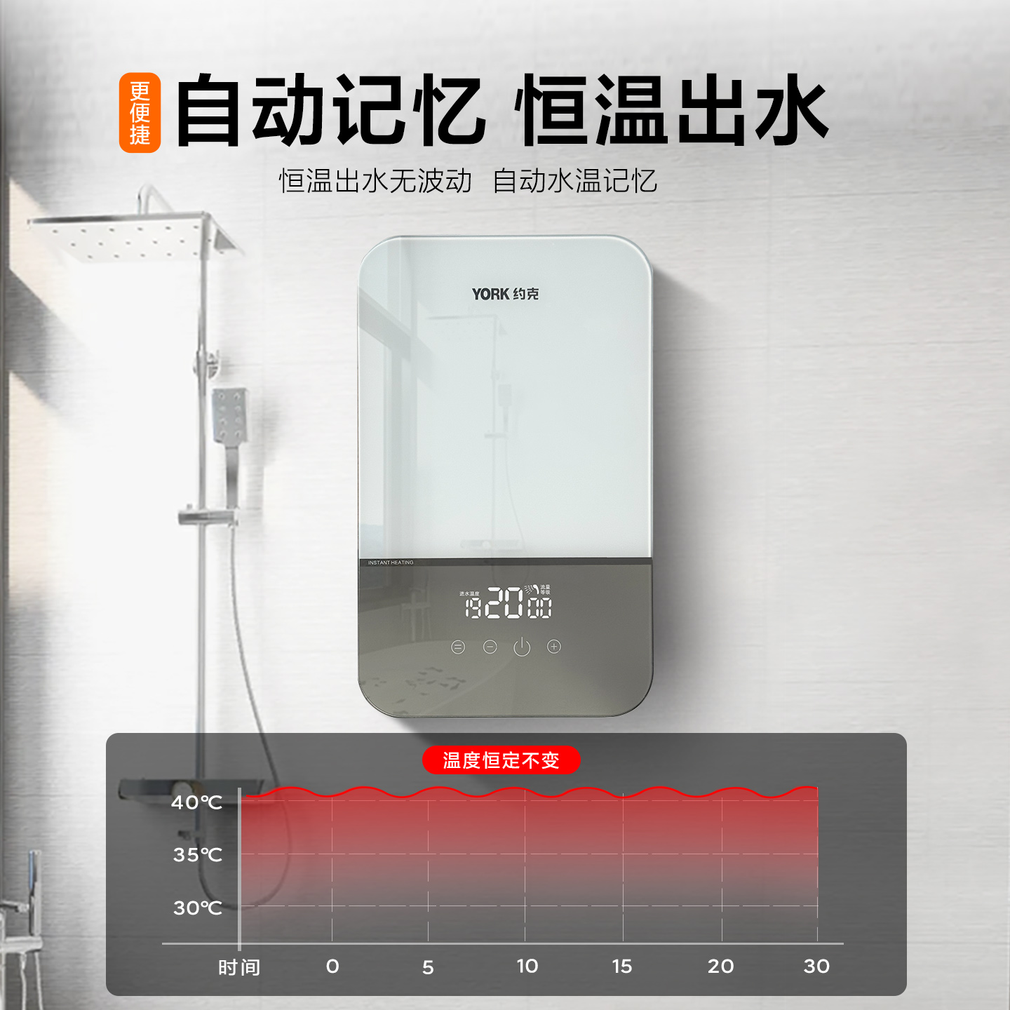 约克(YORK)即热式电热水器7000瓦恒温变频家用小型免储水电热水器厨宝热水YK-DJ3A-70高清大图