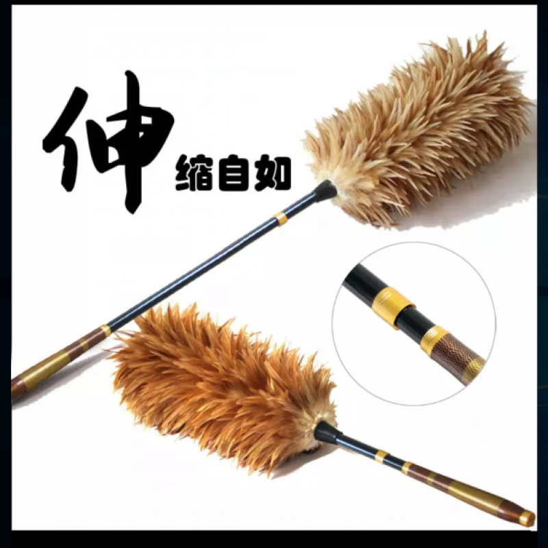 伸缩1.3米塑料掸子 真鸡毛掸子[自产自销]伸缩鸡毛扫家用车用不毛羊毛掸子