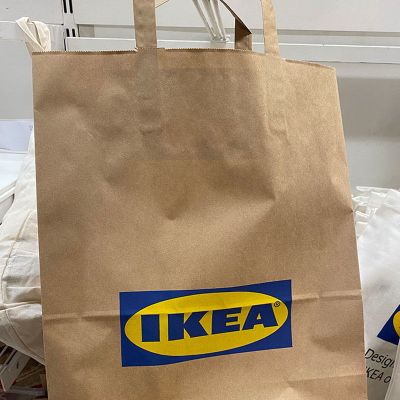 宜家袋子大中小号购物袋折叠便携编织帆布袋拉链提包搬家储物小号纸袋