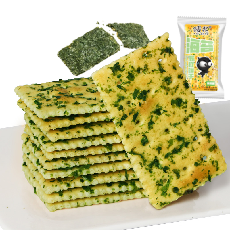 唛兆海苔苏打饼干散装咸味饼干办公零食代餐点心 无添加蔗糖高清大图