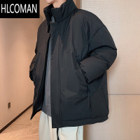 HLCOMAN立领羽绒棉服男潮流加绒加厚三防面包服宽松p暖棉衣棉袄子 L推荐125-145斤 黑色