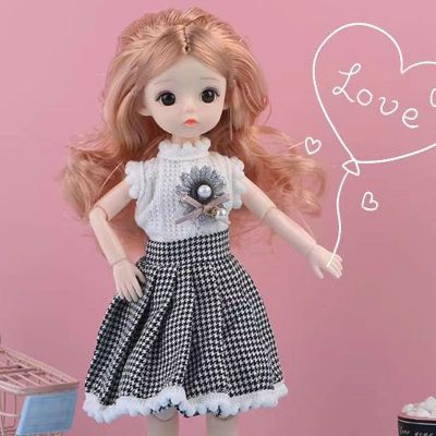 30厘米新款生日礼物3d真眼bjd芭比娃娃女孩子女生洋娃娃玩具衣服 娃娃