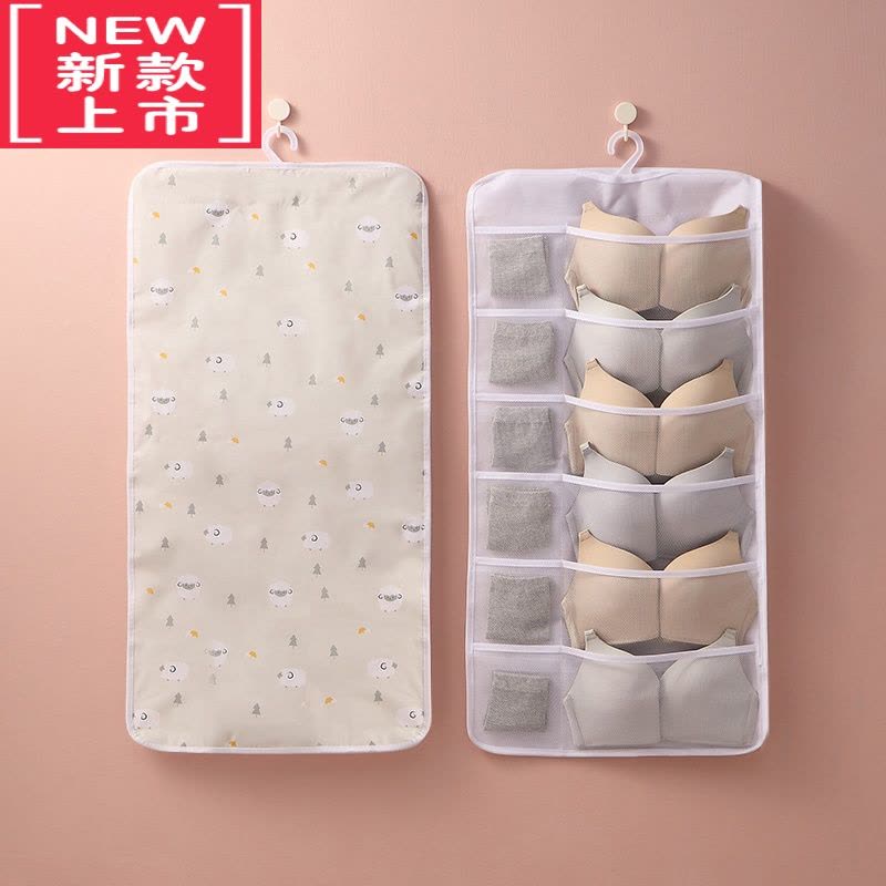 可莉允布艺杂物饰品内衣墙挂式收纳袋墙上门后大容量悬挂式透明墙壁挂袋图片