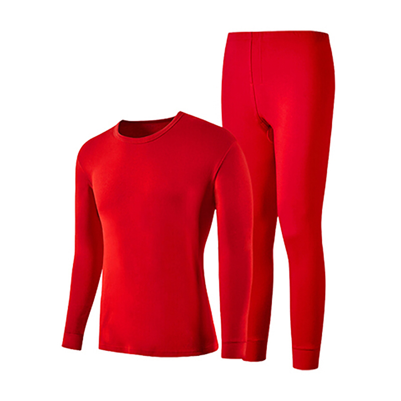 波迷娜bomina本命年男士大红色保暖内衣套装中中年爸爸大码棉毛衫秋衣