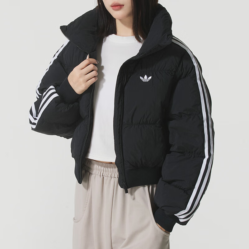 阿迪达斯 (adidas)女装新款三叶草立领短款保暖舒适时尚潮流面包服棉服外套JX2970 ZP高清大图