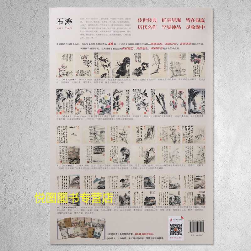 [正版]中国好丹青大师册页精品复制石涛画集第2辑原大级高清完整四川美术国画美术绘画临摹细笔花卉册陶渊明诗意图归棹册页山水高清大图