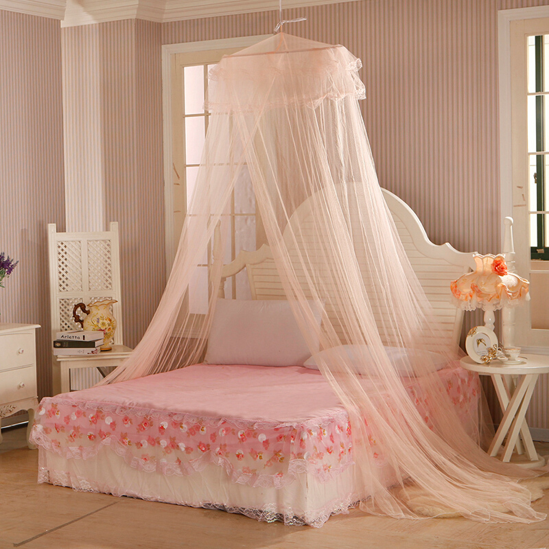 舒逸思儿童粉色顶蚊帐圆顶吸顶圆形公主风甜美少女15m18米视频