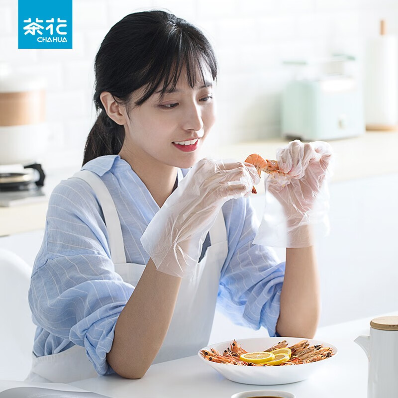 茶花(CHAHUA)其他日杂小件加厚欧铂兹*一次性PE手套180只 312002高清大图