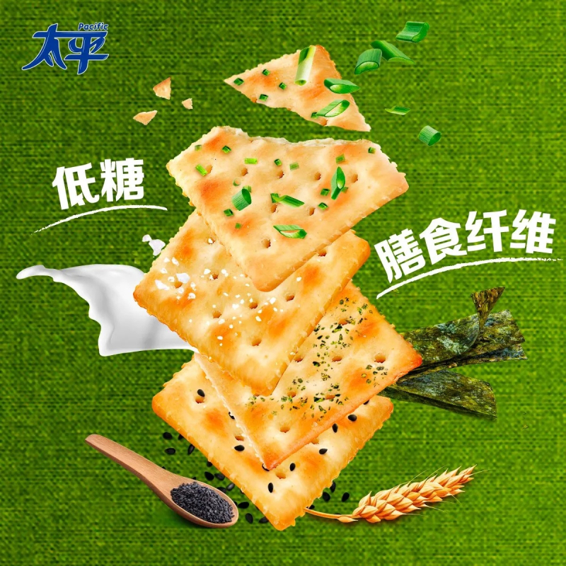 太平苏打饼干400g*4包梳打饼干早餐小零食休闲食品小吃(海苔味)