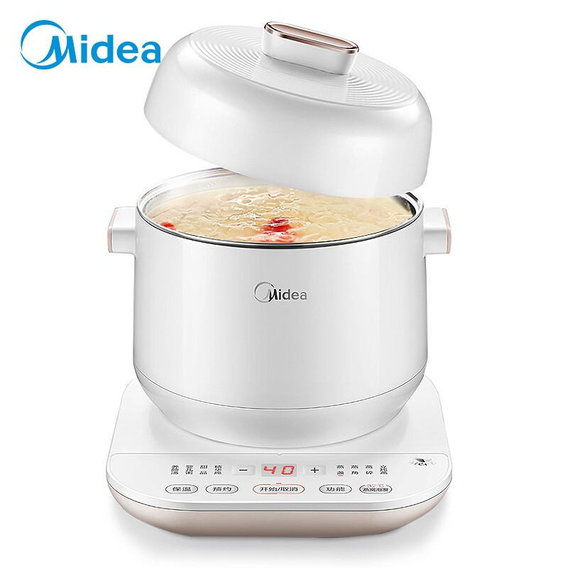 白色 美的(Midea)电炖锅陶瓷隔水燕窝炖盅专用锅迷你全自动煲汤小型电炖盅炖锅