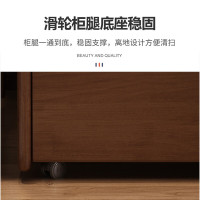 域赢实木边柜活动柜床头柜子三抽柜桌下抽屉柜文件柜资料柜斗柜胡桃色