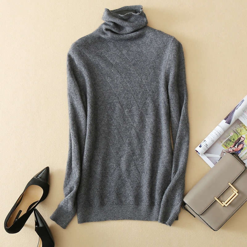 2018春秋高领毛衣宽松纯色加厚打底衫套头纯羊毛衫长袖正反针视频