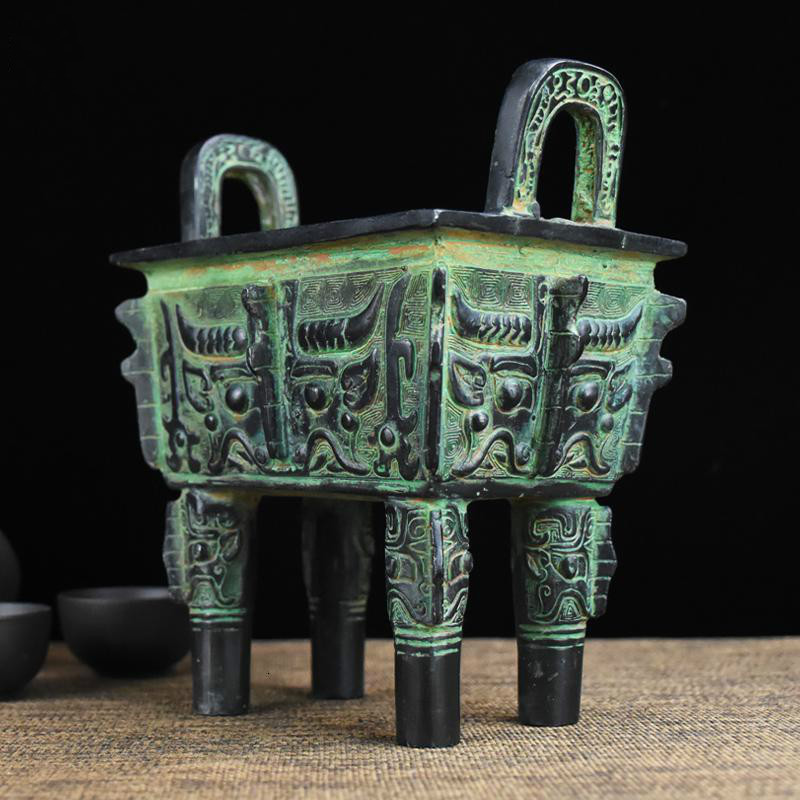 仿古青铜鼎摆件香炉鼎办公室佛堂供奉香插合金工艺乔迁礼品_644